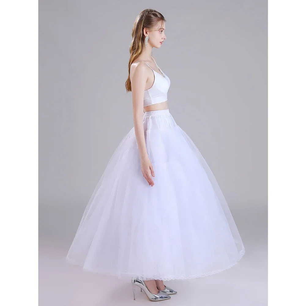 WOWBRIDAL Long Hoopless Petticoat Crinoline Underskirt Slips for Wedding Dress